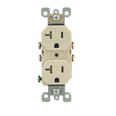 Leviton Straight Blade Receptacle, 5-20R, 20 A, 125V AC, 2 Pole, 3 Wire, Self-Grounded R51-T5820-0IS